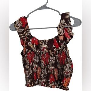 ANGIE Smocked floral cropped